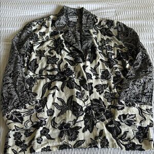 Chic Black and White Floral Blazer